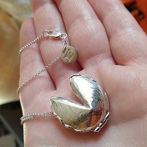 Fortune and frame 925 sterling silver necklace fortune cookie charm pendant